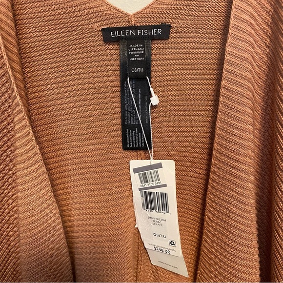 Eileen Fisher Camel Linen Poncho Shawl One Size - Picture 8 of 10